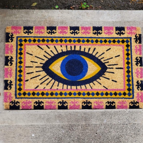 👁️EYE DOOR MAT👁️ Spirit Eye Coir Evil Eye Door Mat Home Decor NWT - Picture 5 of 6